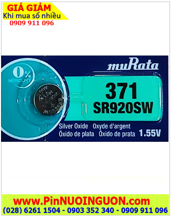 Pin MuRata SR920SW _Pin 371; Pin đồng hồ 1.55v Silver Oxide MuRata SR920SW _Pin 371 chính hãng /Xuất xứ NHẬT 